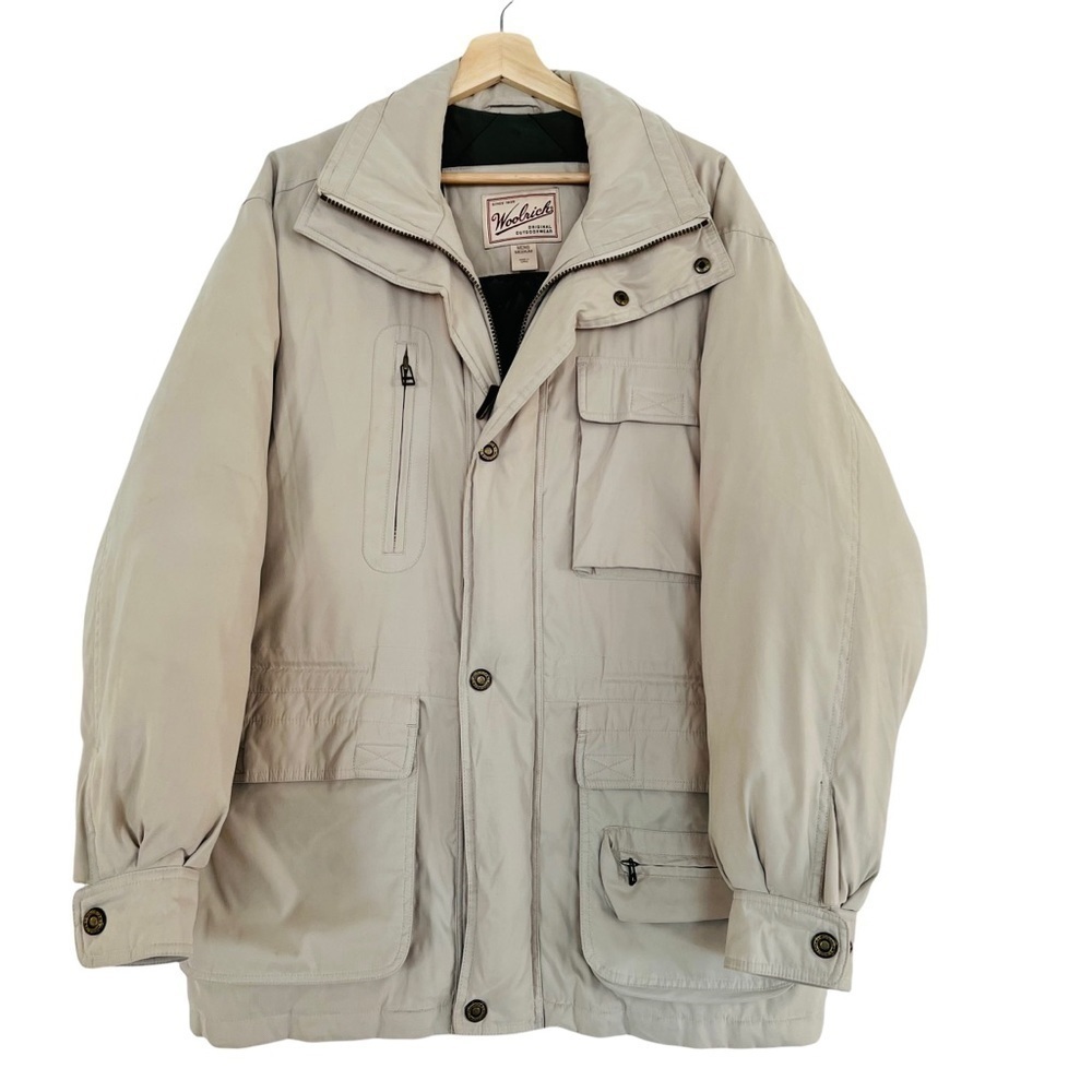 WOOLRICH Vintage Goose Down Quilted Lined Field Cargo Jacket Size M